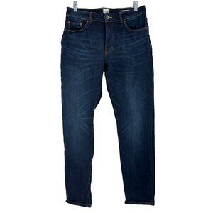 Flint & Tinder Men 30 Athletic Tapered Fit Jeans Dark Wash Denim Selvedge Edge